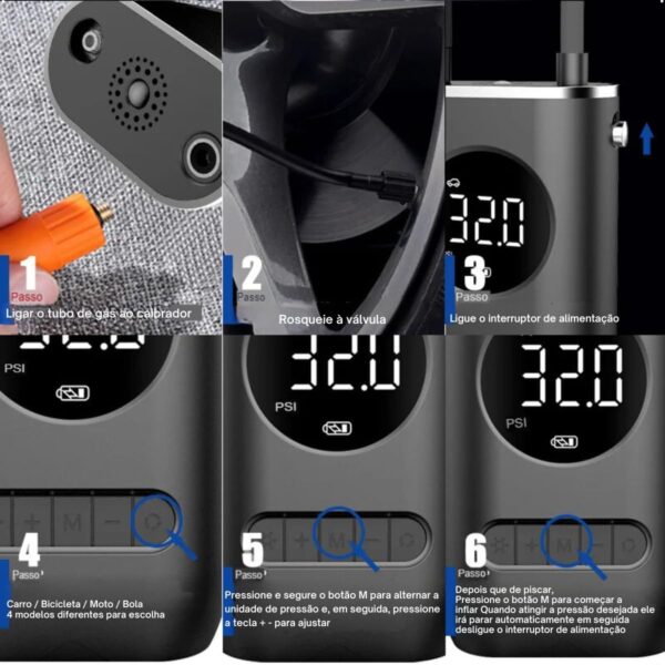 Compressor Portátil com Lanterna para Carros e Bicicletas: Essencial para Sua Segurança e Comodidade - Imagem 10