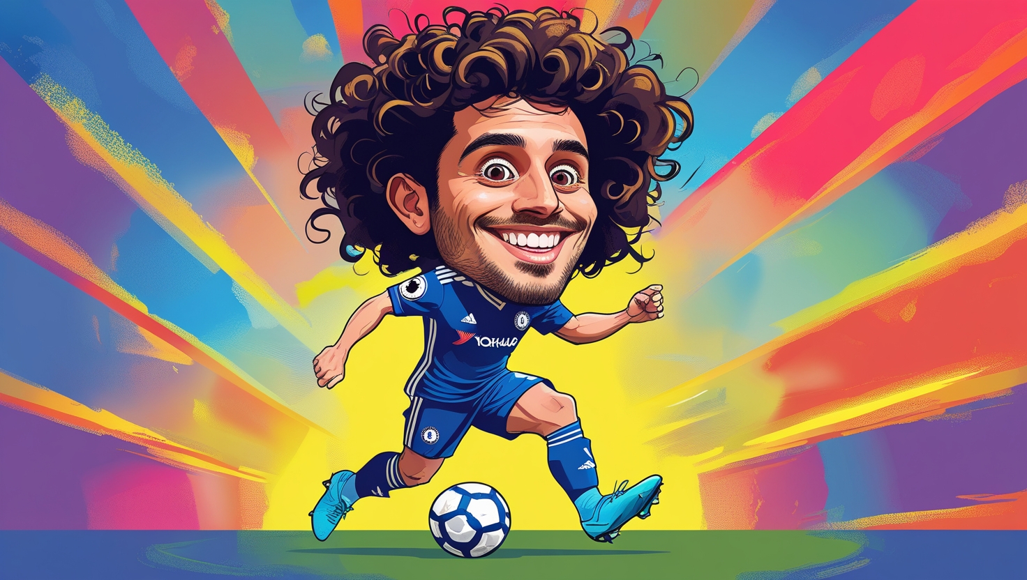 Caricatura por IA do jogador Cucurella