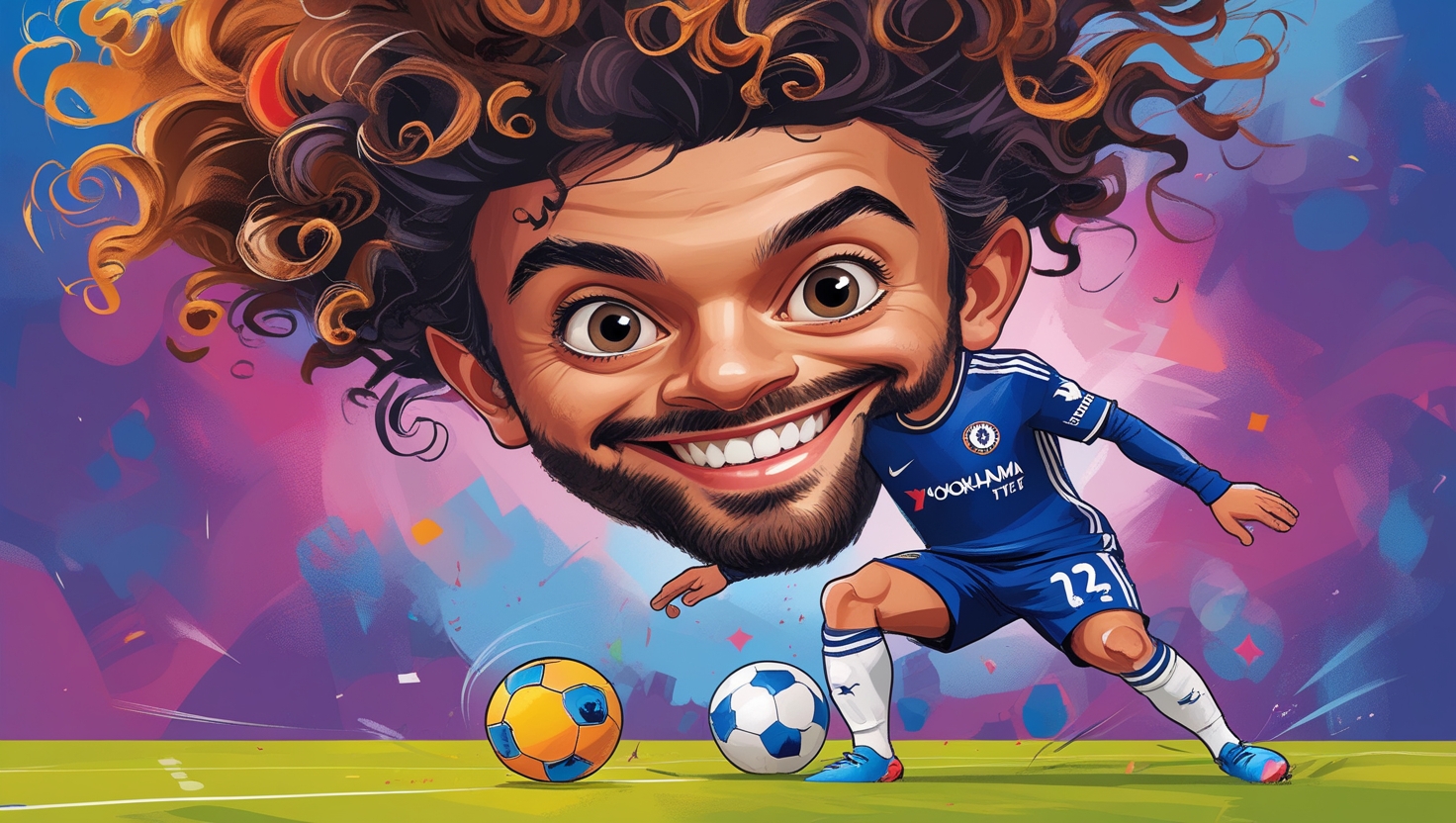 Caricatura por IA do jogador Cucurella