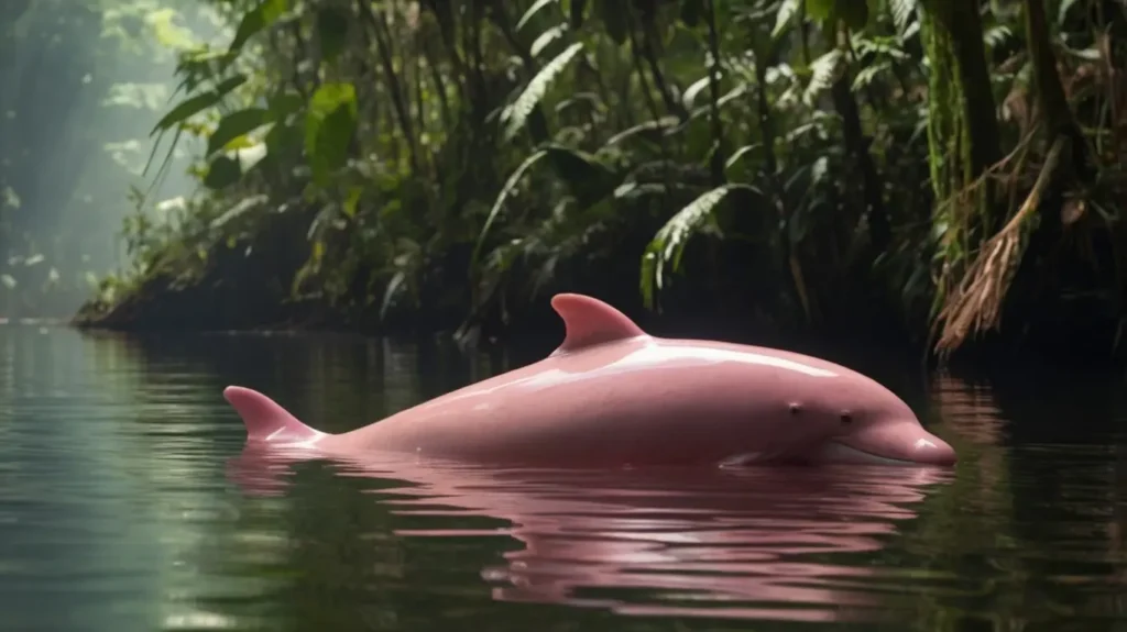 O Golfinho Encantado da Amazônia Boto-cor-de-rosa nadando no Rio Amazonas