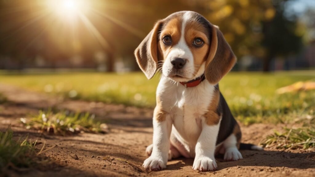 Filhote de beagle fofo em fotografia realista