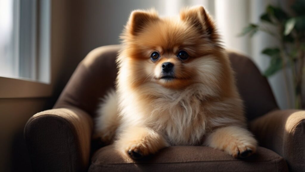Filhote de pomeranian fofo em fotografia realista