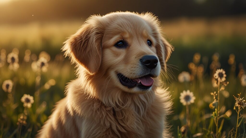 Filhote de golden retriever fofo em fotografia realista