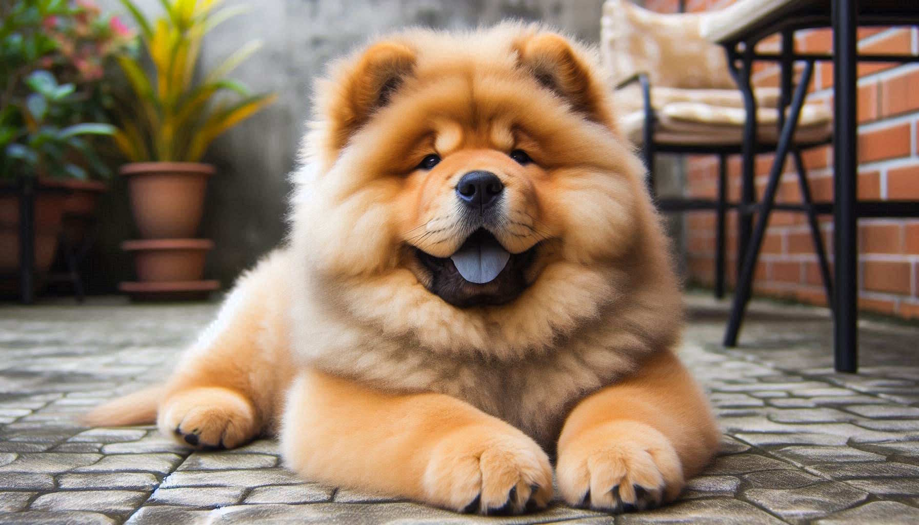 Filhote de chow chow fofo com pelagem dourada