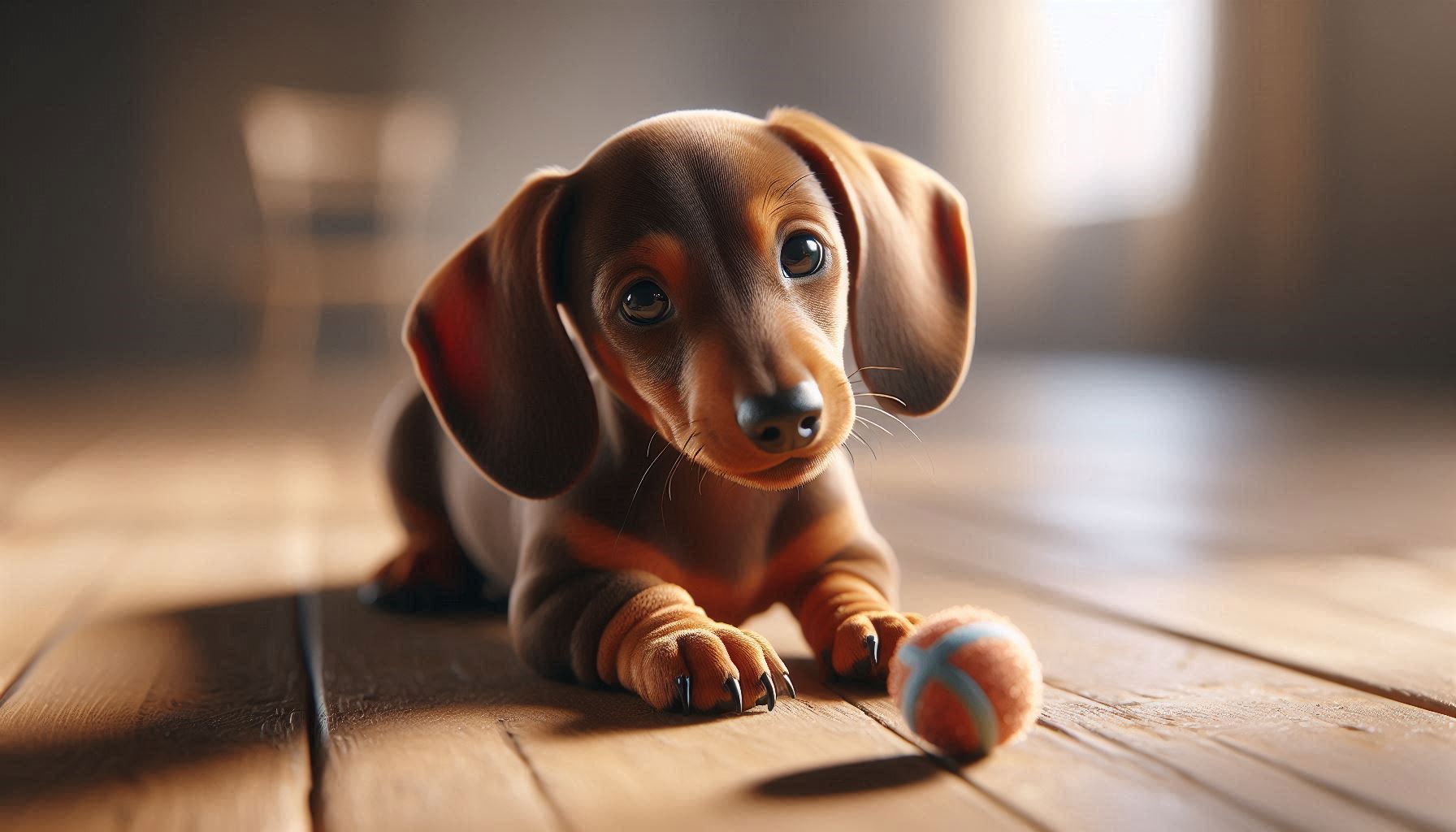 Filhote de dachshund fofo com corpo alongado