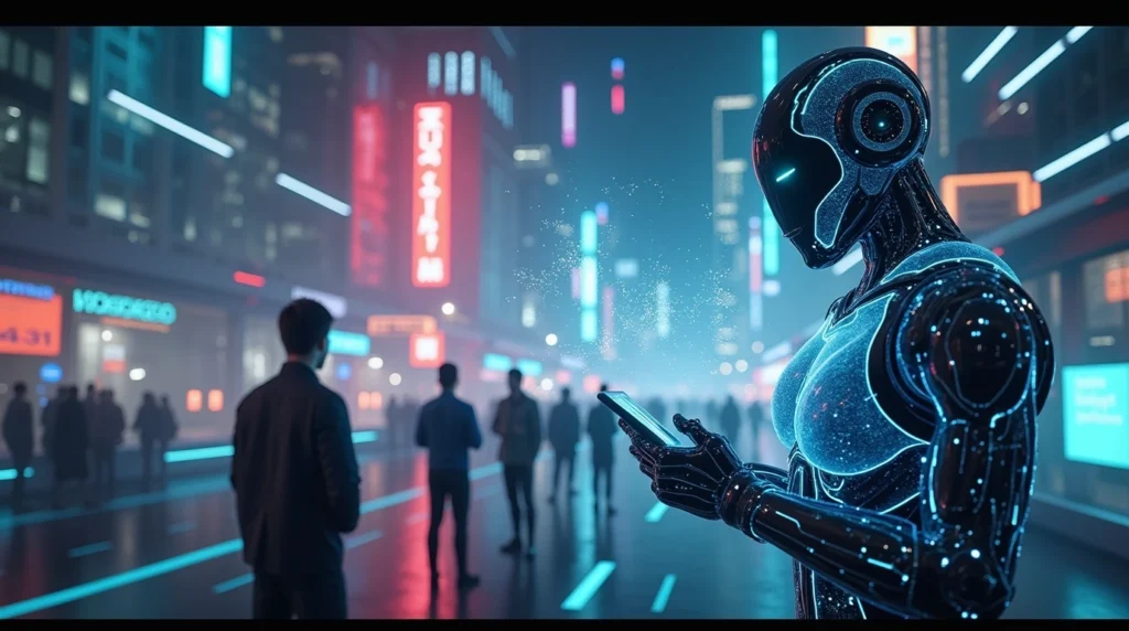 Agentes de IA Autônomos: Como vão transformar 2025 Representação futurista de agentes de IA autônomos em ação.