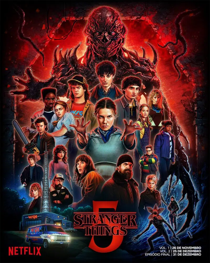 Elenco principal de Stranger Things reunido para a 5 temporada.