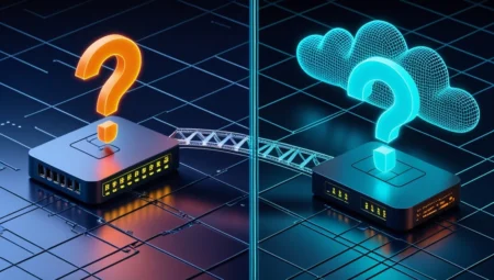 Ilustração do CGNAT mostrando várias casas conectadas por fibra óptica a um único endereço IP público compartilhado pela operadora